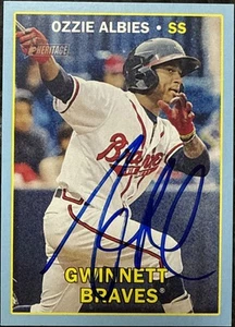 2016 Topps Heritage Minors 28 Ozzie Albies IP Signed AUTO Autograph Blue #32/99 - Picture 1 of 2