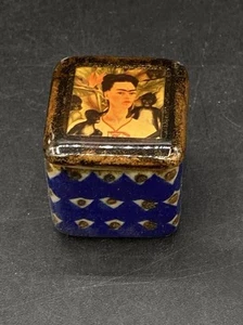 Frida Kahlo Con Scimmie Mini Scatola Anello Bigiotteria Ceramica Messicana - Foto 1 di 8