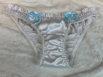 Braguita de bikini nupcial satinada vintage para mujer Victoria's Secret lazos blancos/azules - L Foto 1 de 4