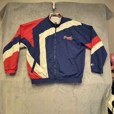 Vintage Atlanta Braves Starter Jacket Windbreaker Zip Up Men’s Size XL - Image 1 of 4