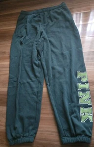 NWT Victorias Secret PINK Ivy Fleece Sweatpants Pants Lounge L Deep Forest Relax - Picture 1 of 5