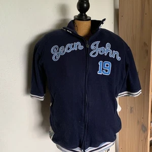 Sean John LARGE Varsity Jacket Sweater Spellout Embroidery Logo - EUC - Picture 1 of 8
