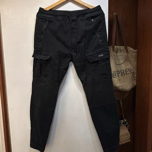 HOLLISTER BLACK CARGO JOGGERS Size M Mens Drawstring Pants 32” x 28” - Picture 1 of 6