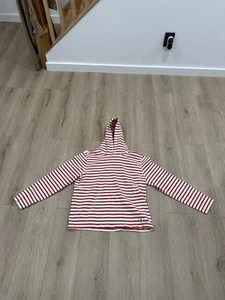 Quaker Marine Supply Long Sleeve Light Hoodie Shirt Striped Red White - Picture 1 of 15