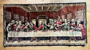 Vintage Authentic Wall Tapestry The Last Supper Italy 38”x19” Christianity -8371 - Picture 1 of 16