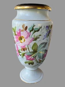 Jarrón antiguo de 13" con decoración floral de porcelana antigua de París - Imagen 1 de 12