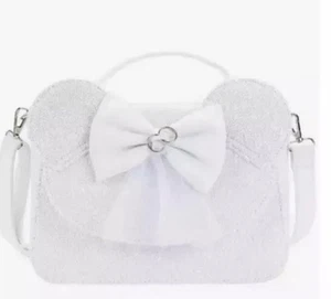 LOUNGEFLY x Disney MINNIE MOUSE Sequin Wedding Crossbody Purse Bag WHITE New - Picture 1 of 7