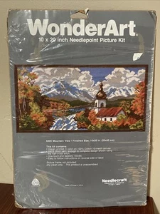 WonderArt Needlepoint Kit 10x20" Mountain View 6305 Fall Scene Wool Yarn - Picture 1 of 4