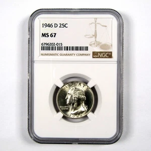 1946 D Washington Quarter MS 67 NGC 90% Silver 25c Unc SKU:I9230 - Picture 1 of 4