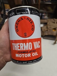 Vintage Rare Omega Oil Co. Thermo Vac Oil Can Quart Motor Oil A++CONDITION  - Picture 1 of 10