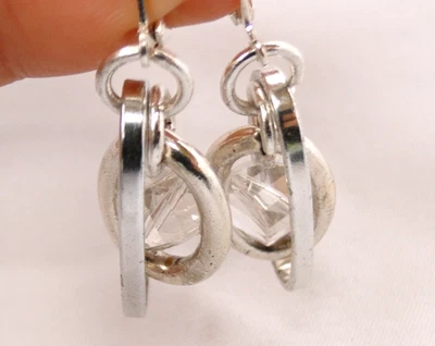 Pendientes Brighton Doble Plata Aro y Cristal Palanca Trasera Alterados Foto 1 de 3