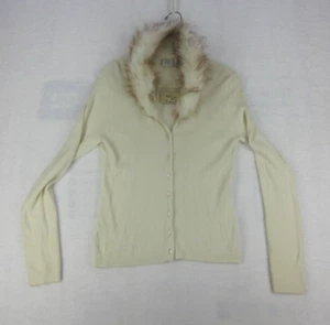 Damenpullover mit Knopfleiste Large "725 Originals" neu mit Etikett cremefarben Fellkragen Viskose Nylon - Bild 1 von 8