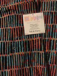 Lularoe TC Tall Curvy Leggings Black Solid Red Blue Marks Tally’s Shapes Unicorn - Picture 1 of 7
