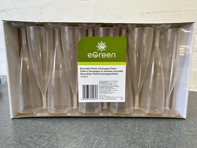 eGreen Disposable Plastic Champagne Flutes Wide Base Sturdy 130ml - Pack of 10