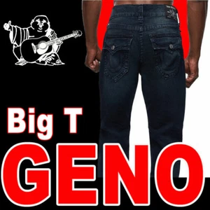 JEANS DE BOLSILLO DELGADO RELAJADO TRUE RELIGION GENO BIG T FLAP AZUL OSCURO LIMITADO $170 - Imagen 1 de 16