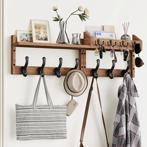 29" Coat Rack Wall Mount with Shelf, 4 in 1 Entryway Key Holder with 7 Coat Hook - Picture 1 of 12