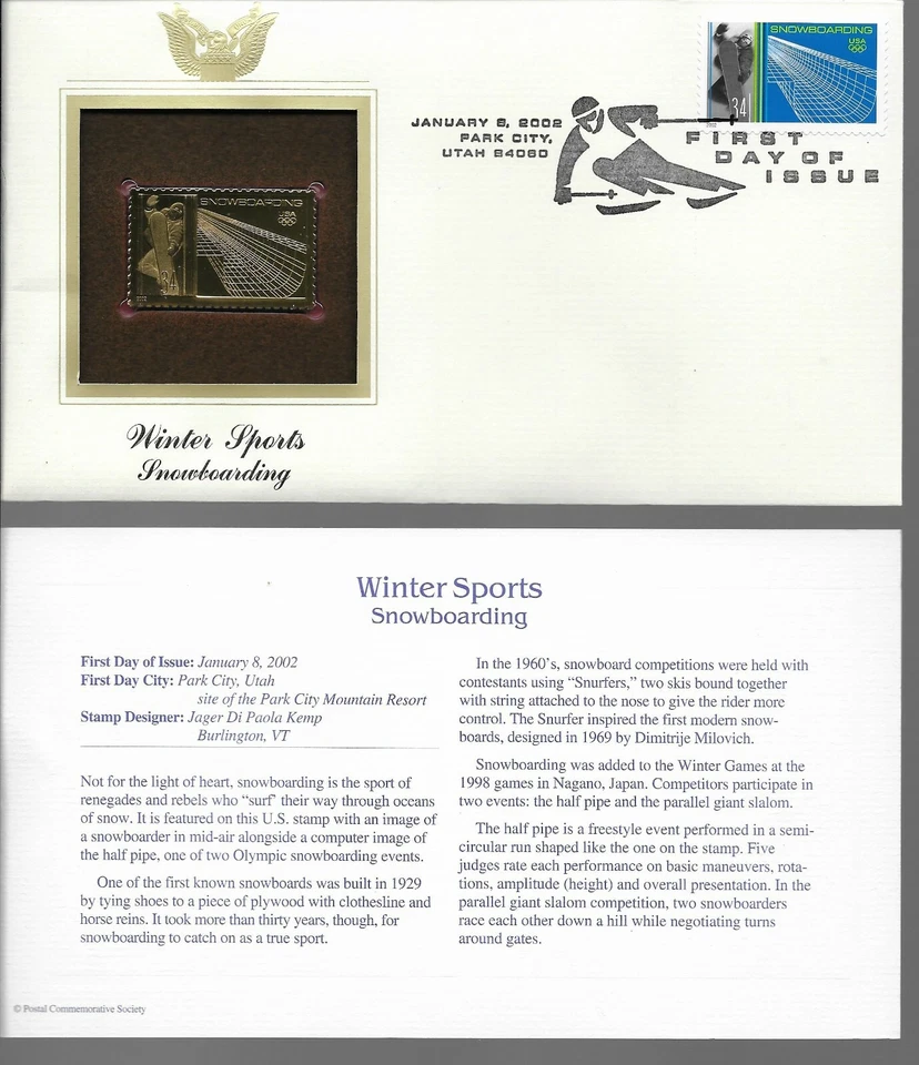 Winter Sports--Snowboarding-1st day issue-Golden Replica - Image 1 of 1