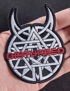 DISTURBED Horns Logo Licensed Iron On Heavy Metal Band Battle Jacket PATCH - Picture 1 of 6