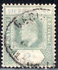 Sierra Leone Stamp Scott #87, 2sh, King Edward VII, Green/Ultra, Used, SCV$40
