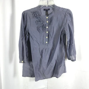 Blusa donna Banana Republic media cotone misto seta plissettata floreale manica 3/4 - Foto 1 di 6