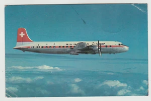 Swissair Swiss Air Lines Airplane DC-6B VINTAGE AIRLINE MINT Postcard,ABOUT1965 - Picture 1 of 2