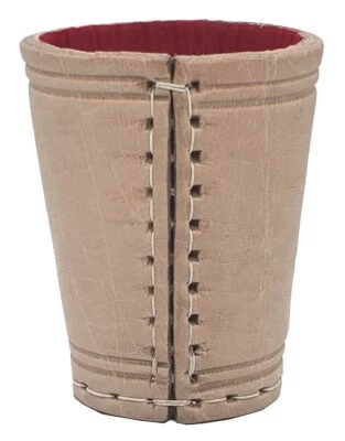 Taza de dados de cuero real genuino natural con forro de fieltro rojo tamaño compacto hecha a mano Foto 1 de 4