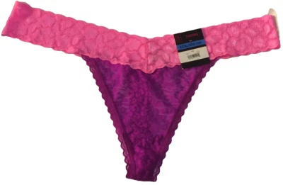 No Boundaries Pink Purple Animal Print Lace Thong Panties Size 3X (10) XXXL Soft - Image 1 of 4