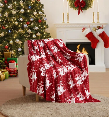Kate Aurora Holiday Living Christmas Three Kings Plush Accent Red Throw Blanket