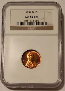 1952 D Lincoln Wheat Cent MS67 RED NGC - Picture 1 of 4