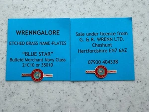WRENN model railway name plates & transfer crests 'BLUE STAR' - NEW - W2297 - Picture 1 of 2
