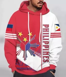 PHILLIPINE FLAG SUDADERA CON CAPUCHA SUÉTER PARA HOMBRE L PINOY ORGULLO 3 ESTRELLAS 🌟 Y UN SOL 🌞 NUEVO CON ETIQUETAS - Imagen 1 de 5
