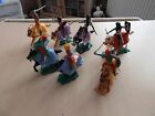 vintage 1/32 Timpo Toys plastic soldiers medieval mounted knights x7 figures