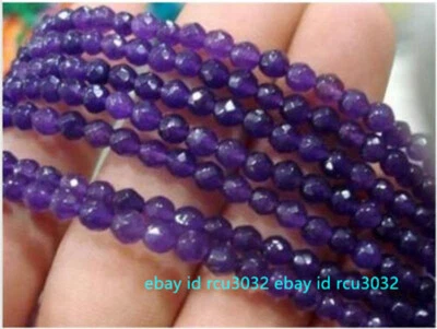 Natural 4mm Faceted Russian Purple Jade Round Gemstone Loose Beads 15" AAA - Image 1 of 4