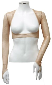 DANCE WEAR BOLERO SHRUG STRETCH MESH SPITZE GLITZER FINGERSCHLAUFE BAUCHTANZ  - Bild 1 von 81