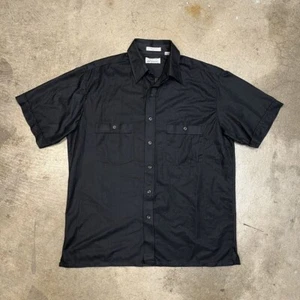 Vintage Short Sleeve Button Shirt Black Lightweight Large - Picture 1 of 4
