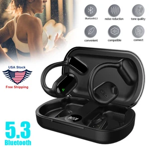 5.3 Bluetooth Headset TWS Wireless Earphones Earbuds Stereo Headphones Ear Hook - Picture 1 of 9