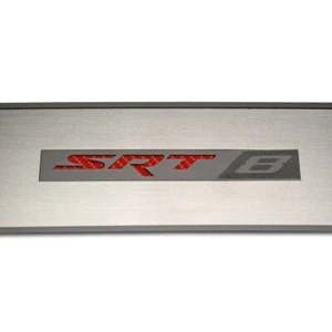 Brushed Door Badges w/Red Carbon Fiber 'SRT 8' Inlay for 08-14 Dodge Challenger - Picture 1 of 5