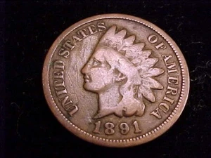 1891 Indian Head Cent, gute Erhaltung. - Bild 1 von 2