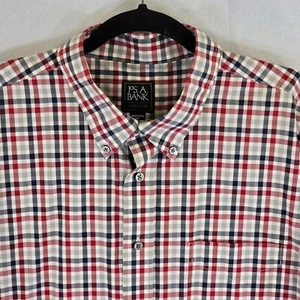 Jos A Bank Traveler Collection Mens Traditional Fit Cotton Shirt Plaid Size 2XL - Picture 1 of 15