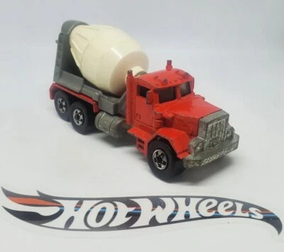 Camión mezclador de cemento Peterbilt 1979 Hot Wheels rojo suelto como está  Foto 1 de 4