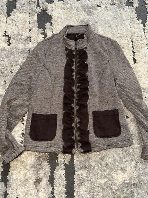 Ambition Jacket Size XL Full Zip Ruffle Front Pockets Brown Career Travel - Image 1 of 3