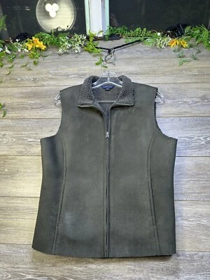 Lands End шерпа жилет размер маленький (6-8) темно серый шерпа с подкладкой, куртка жилет толщиной - Изображение 1 из 4