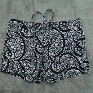Gap Shorts Women's 2 Blue White Floral Low-Rise Linen Cotton Blend Casual - Picture 1 of 9