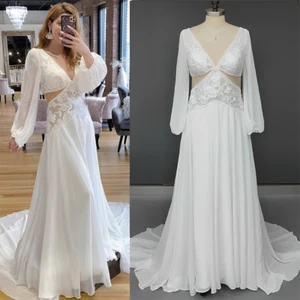 Open back beach wedding dress,Customized wedding gown,Floor length bridal dress - Picture 1 of 6