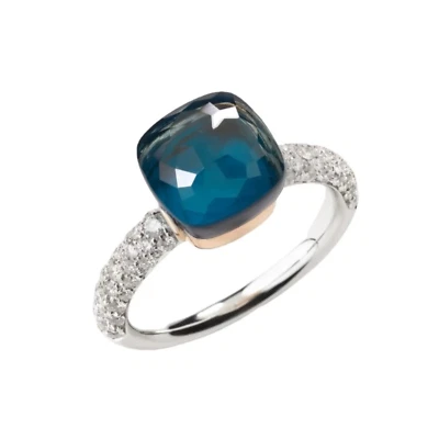 London Blue Topaz Engagement Ring For women Moissanite 925 Silver Christmas Gift - Image 1 of 4