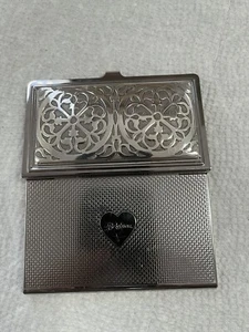Brighton “Ferrara” Business Card Holder Case Lattice Silver Tone Metal - Picture 1 of 2