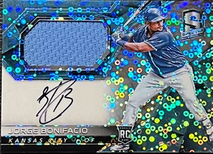 Jorge Bonifacio 2017 Panini Spectra #17 RPA Neon Blue Prizm /99 (RC) - Picture 1 of 2
