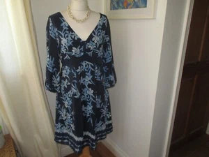 Monsoon 100% silk dress in blues 14 - Picture 1 of 8