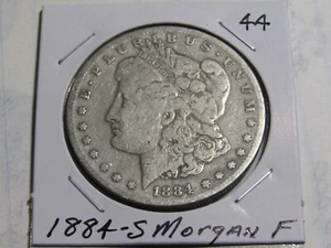 1884-S Morgan Silver $1 Dollar #44 - F - Picture 1 of 2