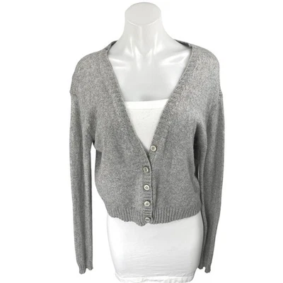 Blusa cardigã Brandy Melville cinza lã manga longa malha botão para cima tamanho P - Imagem 1 de 4